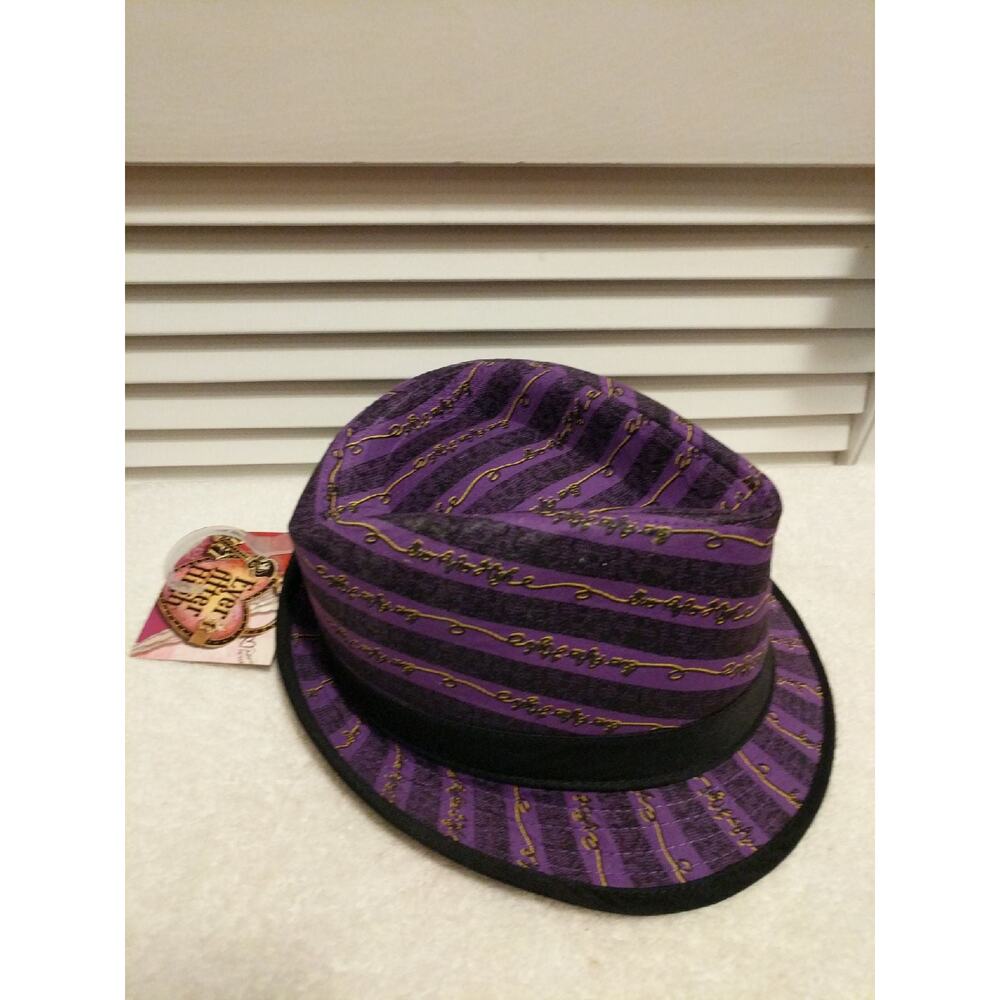 Mattel Ever After High Raven Queen girls purple black striped fedora hat NWT